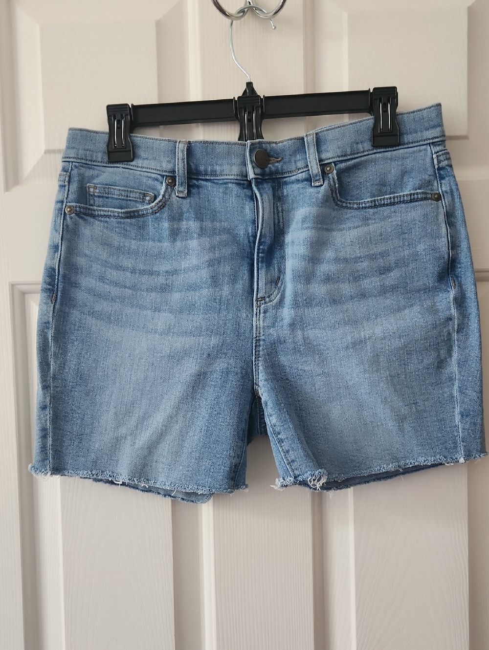 LOFT Light Wash Denim Shorts with Raw Edge